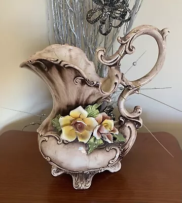 Vintage70s Capodimonte Brown Vase / Jug Floral • $99