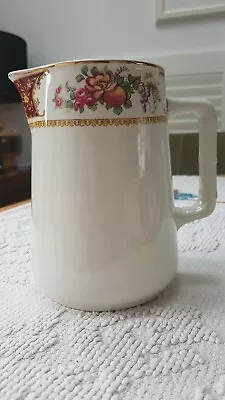 Bridgwood 82 Sampsonite 2Pt Milk Jug 500ml Red & Gold Floral Rim • £9