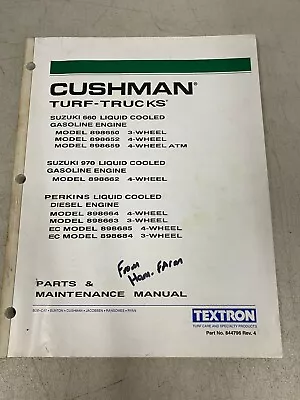 Cushman Turf Trucks Suzuki 660 And 970 Perkins Diesel Parts & Maintenance Manual • $59.95