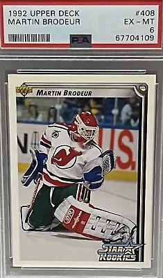 1992 Upper Deck #408 Martin Brodeur Rookie Card HOF New Jersey Devils PSA6 • $4.95