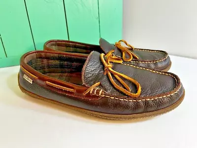 Mens Size 10 M L L Bean Moccasin Slippers Indoor Outdoor Mocs Hand Sewn Leather • $18