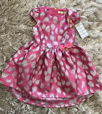 Angels Face Demi Pink Leopard Girls Jacquard Party Dress Age 2-3 NEW • £42