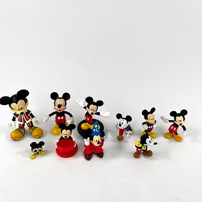 Disney Figures Lot Of 10 Mickey Mouse Plastic Figurine Toys - Different Sizes • $24.44