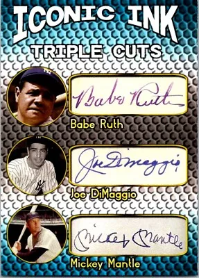 Iconic Ink Triple Cuts Babe Ruth Joe DiMaggio Mickey Mantle Facsimilie Autos • $5.99