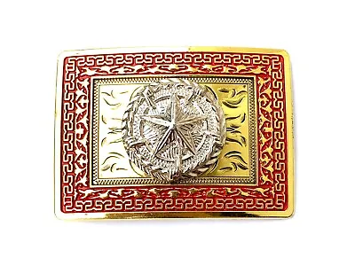 Western Buckle Gold Silver Red Texas Star Cowboy Fit 2'' Hebillas Vaqueras • $24.99