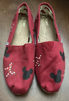 Special Edition Hand Painted Disney Mickey Mouse Toms Women’s Shoes.  Size 9. • $40