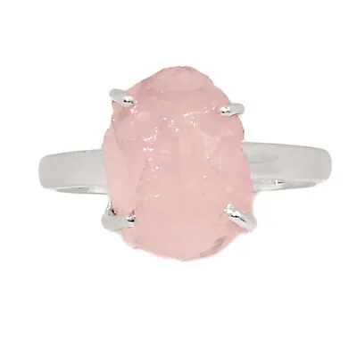 Natural Morganite Rough - Madagascar 925 Silver Ring Jewelry S.9 CR23777 • $15.99