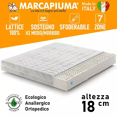Mattress Latex 100% Removable Sevenlife 18 CM Anti-mite Aloe Marcapiuma • £404.93