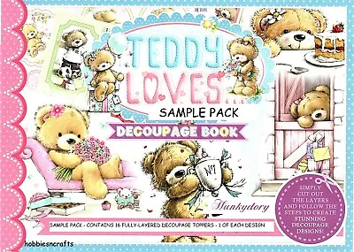 £3.79 • Buy TEDDY LOVES HUNKYDORY Decoupage & Topper Sample Pack 24 Sheets 150gsm