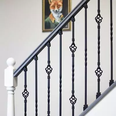 Set Of Two Metal Stair Spindles - Pattern 7 - With Adjustable Rake Brackets • £20