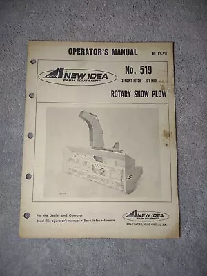 Avco New Idea 519 Rotary Snow Plow Operators Manual. Snow Blower. 3 Point. 101  • $14.95