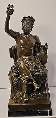 VTG Greco Roman Cast Metal Statue Figure Sculpture Musician 16 Inches  • $225