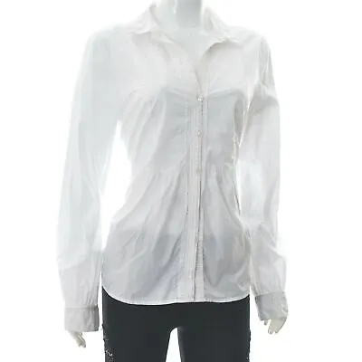 Marc O'Polo Womens Button Top Ruffle Tipped Trim Shirt Long Sleeve Size 38 White • £26.10
