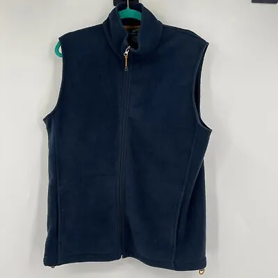 Woolrich Mens Sleeveless Fleece Vest Blue Mock Full Zip Size L Hiking Outdoor • $18.40