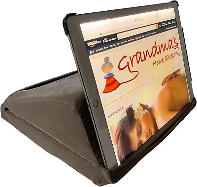 IPad Pillow Cushion Stand - Dual Viewing Angles - Storage Pocket - Taupe Colour • £15.49