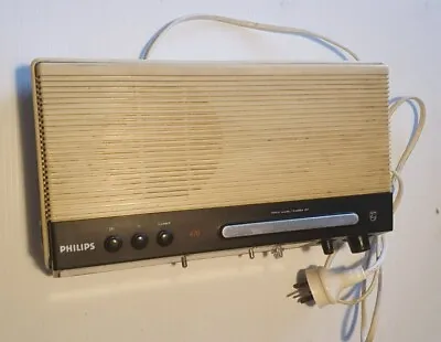 PHILIPS 470 Radio-clock1970 With Alarm Clock Vintage Great Decoration Item Works • $77.50