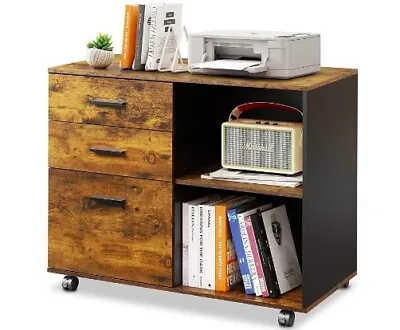 DEVAISE 3-Drawer Wood File Cabinet Mobile Lateral Filing Cabinet Printer Stand • $70