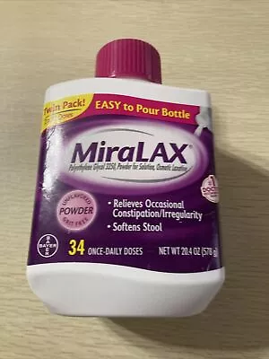 MiraLAX Powder Laxative 34 Doses  New  One Bottle Exp 09/25 • $23.97