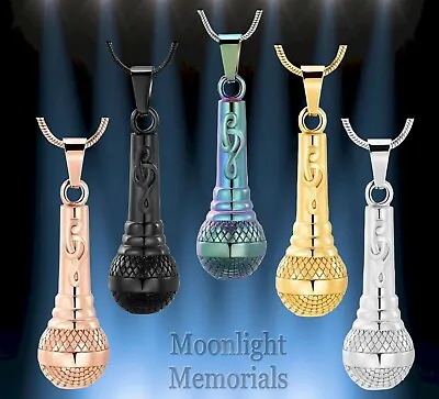 New Microphone Music Musical Mic Cremation Urn Keepsake Ashes Memorial Necklace • $14.95