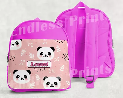 Personalised Panda Backpack Pink School Bag Kids Backpack Childrens Bag (1) • £14.99