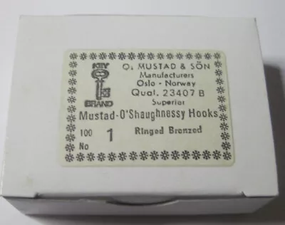 100 Vintage Mustad O'Shaughnessy Hooks 23407 Size #1 Collectible Item • $9.99