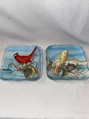 2 Vintage Napco Made In Japan Hand Painted Numbered Plaque B2791 Cardinal Canary • $19.99