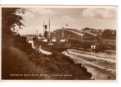£5 • Buy 1930 RPPC Northwich Road Swing Bridge, Stockton Heath Near Warrington, Cheshire