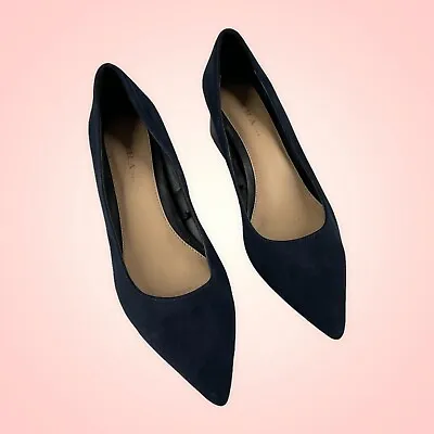 $19 • Buy Zara Blue Pointy Heel Square Chunky Heel 38