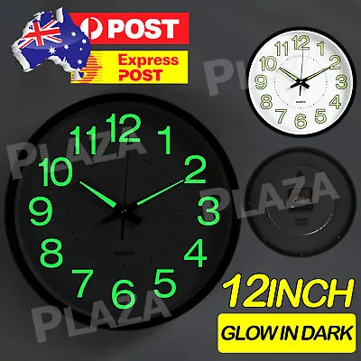12'' Luminous Wall Clock Glow In The Dark Silent Quartz Indoor Home Modern Clock • $17.85