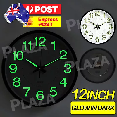 $21.95 • Buy 12'' Luminous Wall Clock Glow In The Dark Silent Quartz Indoor Home Modern Clock
