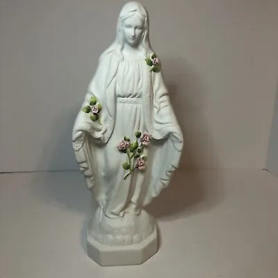 “Touch Of Rose” Madonna Mary Bisque Ceramic 12” LAMP Figurine By Roman • $42.99