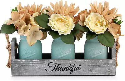 Mason Jar Dining Table Centerpieces - Coffee Table Decor With 3 Mason • $46.99