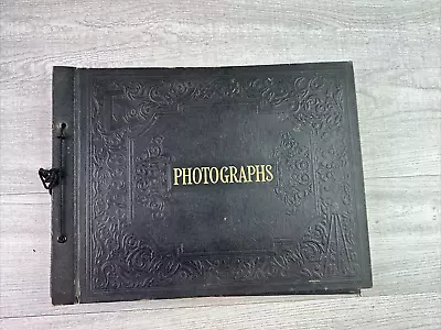 Vtg 1930-40's Photo Album Black String Tied With 100 Photos And 2 Clippings • $50.75