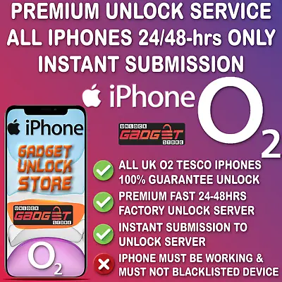 IPHONE O2 TESCO UNLOCK CODE SERVICE 5S 5 SE 6 7 8 X XR XS 11 12 13 14 Pro Max UK • £4.99