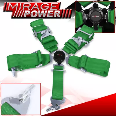 3  5 Point Camlock Harness Safety Adjustable Seat Belt Quick Release Strap Green • $35.99