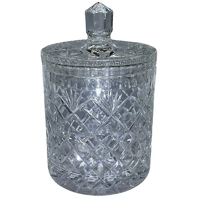 Vintage Cut Lead Crystal Heavy Ice Bucket Biscuit Cookie Candy Jar With Lid READ • $16.63