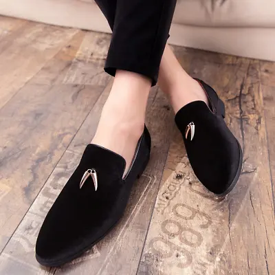 Fashion Party And Wedding Handmade Men Loafers Men Velvet Shoes With Gold Leaves • £33