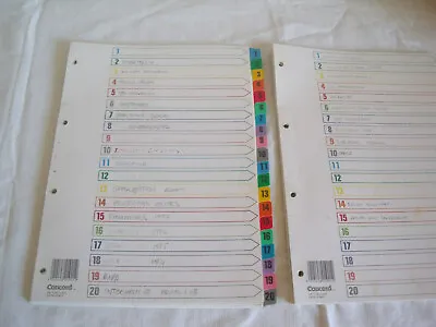 Two Sets Of Numbered Page Dividers A4 School Office File Folder Index Laminated • £6.99