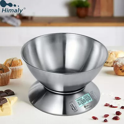5kg Electronic Digital Kitchen Scale Weighing Food With Bowl Baking Cooking • £17.49