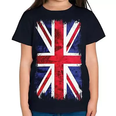 Union Jack Grunge Flag Kids T-shirt Tee Top Uk Gb Great Britain United Kingdom • £13.71