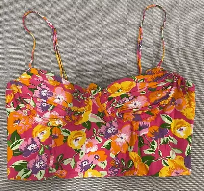 Zara Pink Floral Bralette Crop Top Shirt Women’s Sz XS Flowers Summer Women’s • $18.99