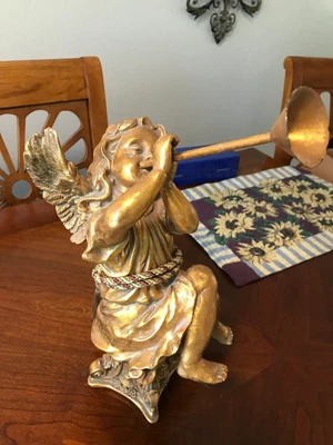 £110.40 • Buy Vintage Chrisdon Henri Studio Gold Cherub Angel Victorian Sculpture Figurine