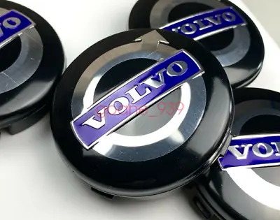 For VOLVO WHEEL CAPS 4pcs 64mm Black Blue Center Logo Decal Badge Car Styling • $22.99