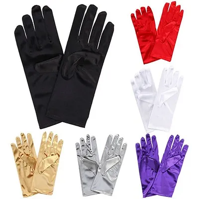 £4.49 • Buy Ladies Short Wrist Gloves Smooth Satin For Party Dress Prom Evening Wedding