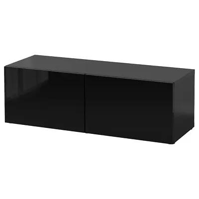 TV Unit Cabinet Black Glossed Doors 120cm - Brand New • £150