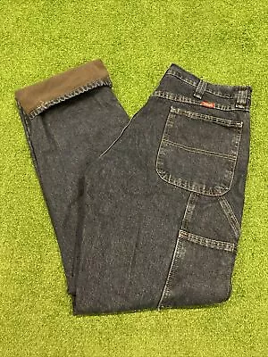 Wrangler Jeans Mens Size 34x34 (36x35) Blue Carpenter Fleece Lined Insulated • $18