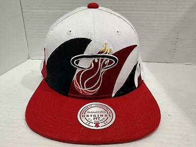 Mitchell & Ness Miami Heat Sharktooth Adjustable Snapback Hat Cap • $14.99