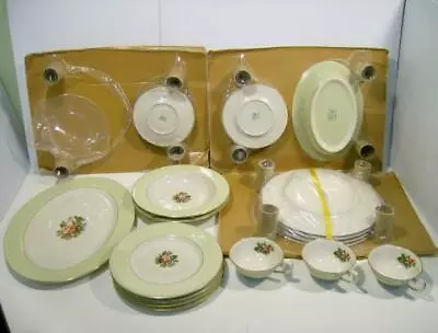 NEW Vintage 60s FINE ARTS Fine China ROMANCE ROSE Dinnerware Set Of 23 • $299.99