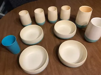 $25 • Buy Vtg 1960's Vacron Vacuum Tumblers & Bowls Bopp-Decker Turquoise Set Of 11~ READ