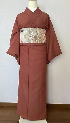 Japanese Polyester Kimono With Silk Nagoya Obi Free Shipping From Japan • $55